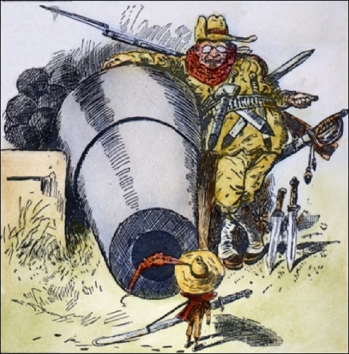 Karikatúra zobrazujúca výbojnú politiku Teddyho Roosevelta. © Wikimedia.org