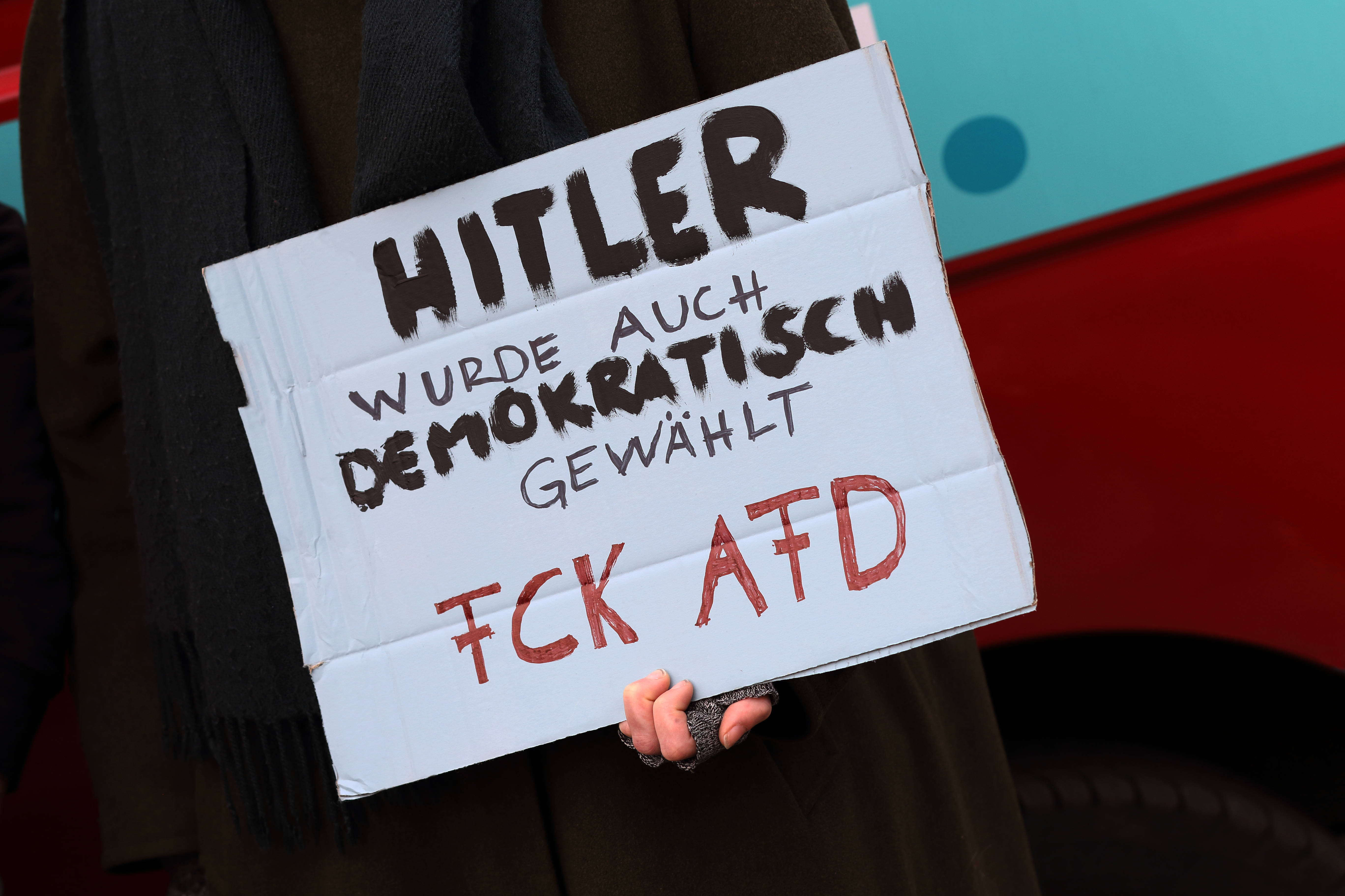 Anti-AfD protest poster at a demonstration in Erfurt, 22 February 2025 © vorwaerts.de