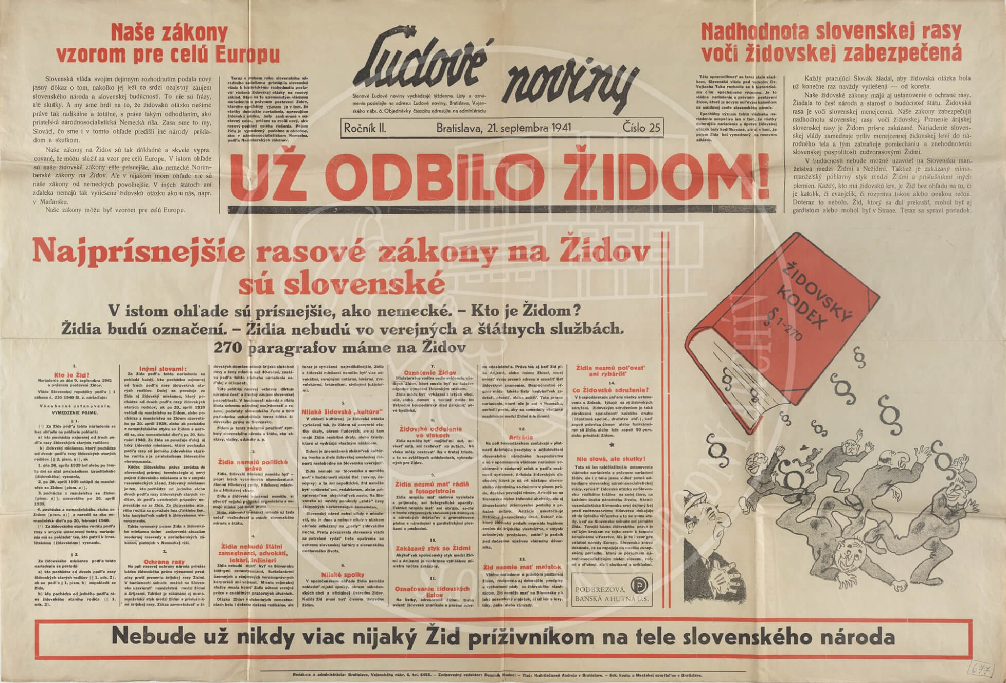 Titulná strana Ľudových novín nepotrebuje komentár. © Slovenský národný archív