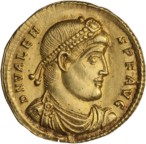 Solidus s portrétom cisára Valensa, ktorý padol pri Adrianopole. © Wikimedia.org