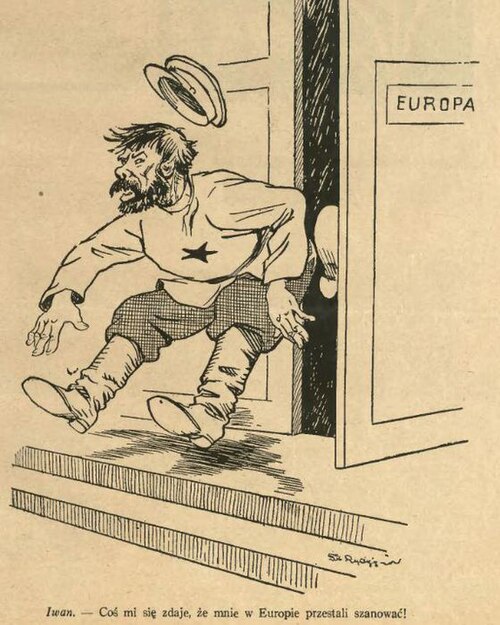 Dobová poľská karikatúra - "Ivana" na rokovanie nepozvali. © Wikimedia.org
